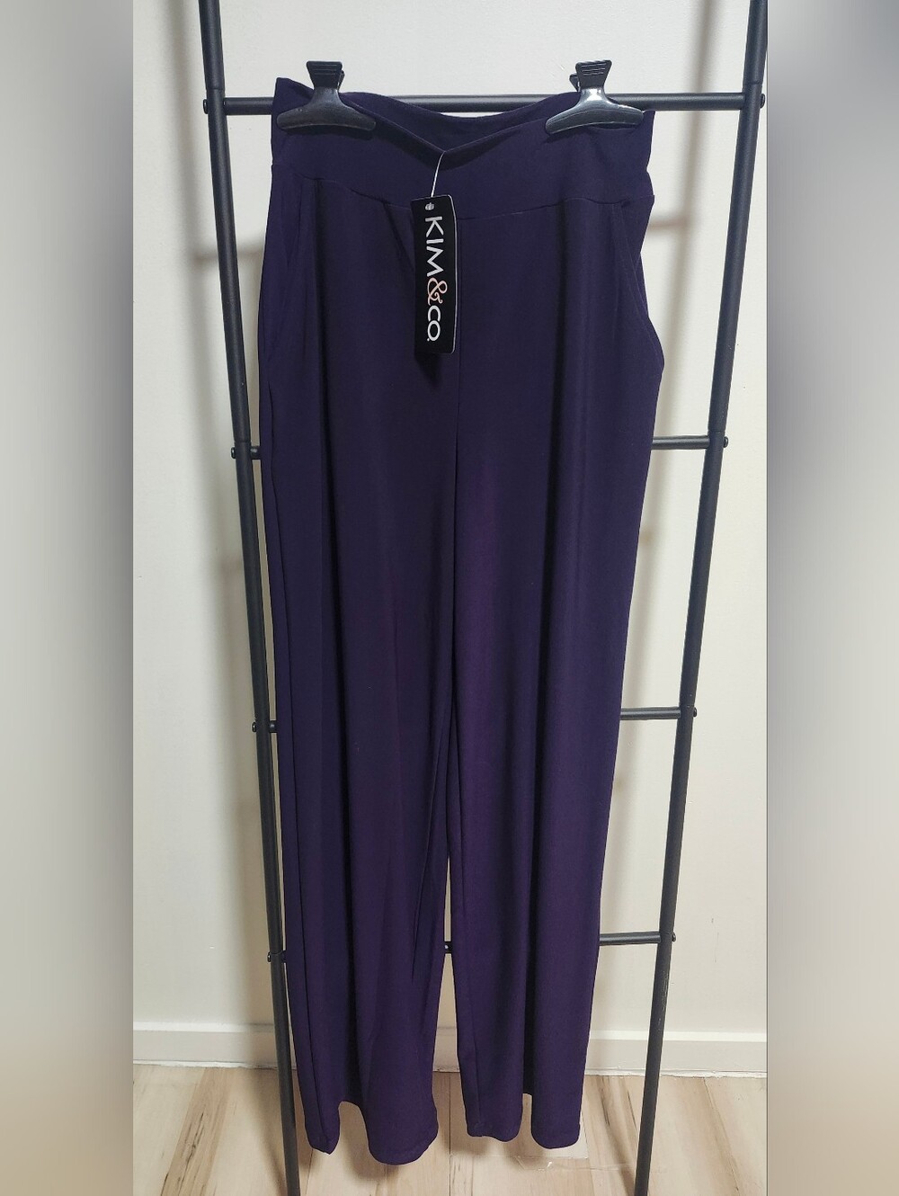 Kim & Co  Purple Wide-Leg Pants With Pockets.